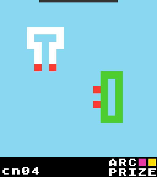 Animated replay of corteza playing cn04: white and green pieces with red tabs on a light-blue field being rotated and slid until the tabs mate.